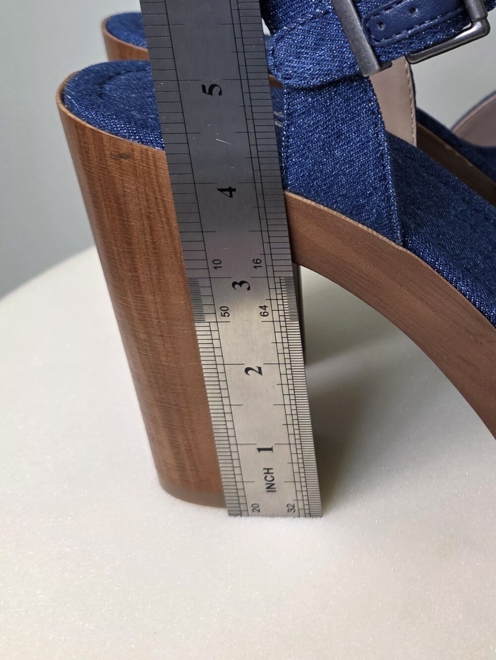 MIX No. 6 Carinda Denim Platform Sandals Indigo Blue Chunky Wood Heel 7.5M NEW - Picture 10 of 14